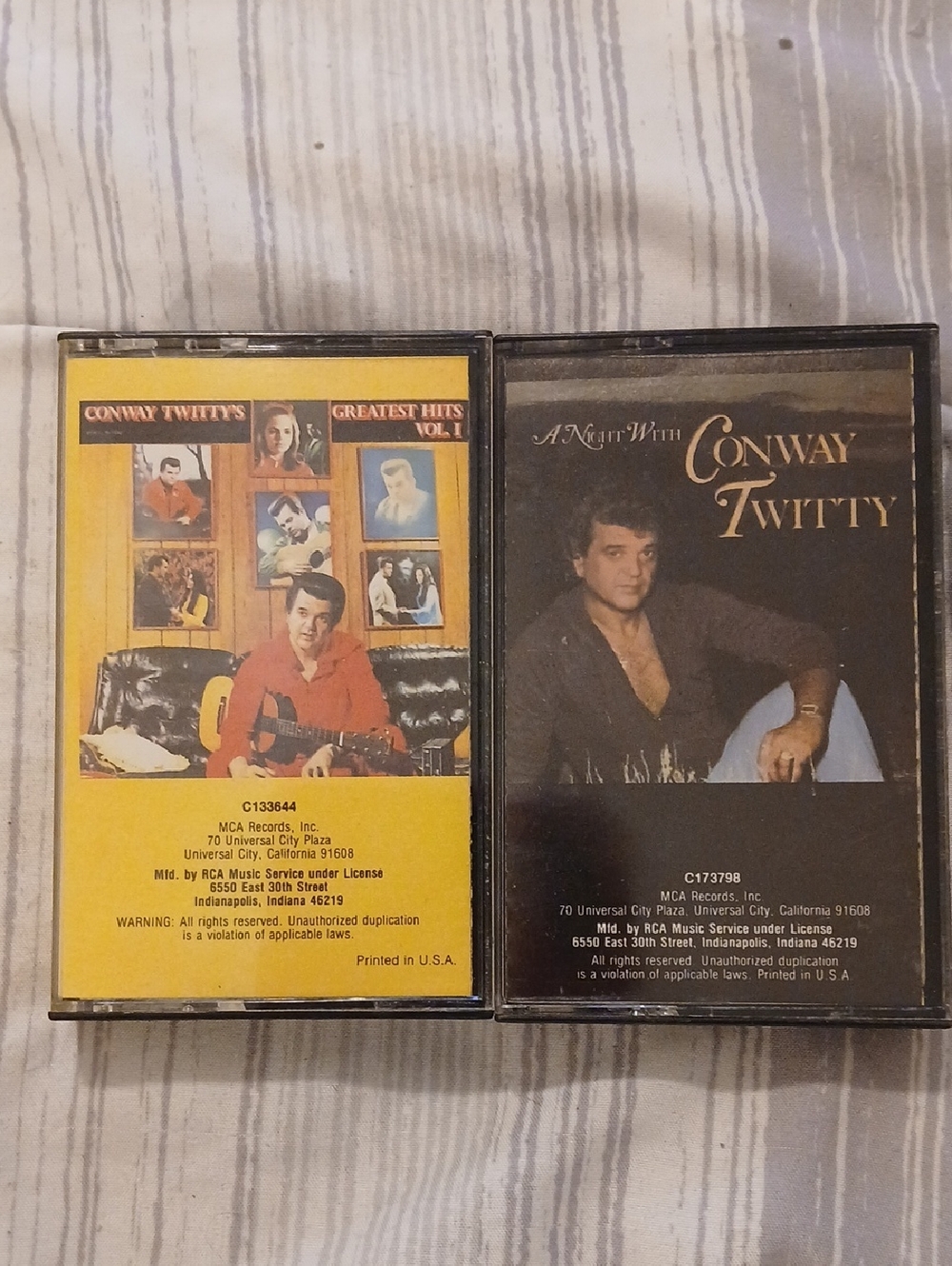 Conway Twitty Cassette Tape Pair - Yellow & Black Covers
